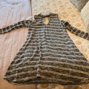Cold shoulder short knit swing dress